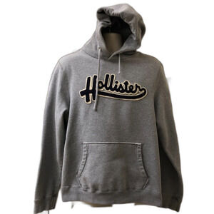 Hollister Y2K Men's Gray Pullover Hoodie Large Malibu Preppy Unisex Heavy Duty